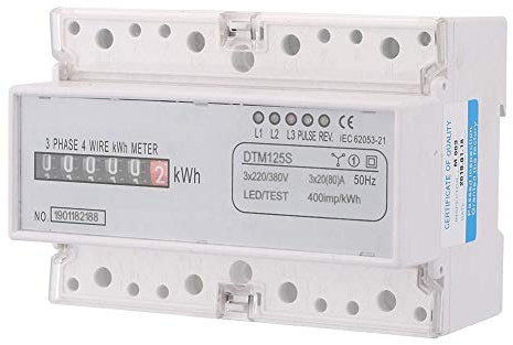 Digitaler 3 Phasen Stromzähler mit 220/380V und 20 80A Präzise Stromverbrauchsmessung als KWh Meter für Industrie Haushalt, kompakter Digitalzähler zur Energiekontrolle hoher Genauigkeit stabiler