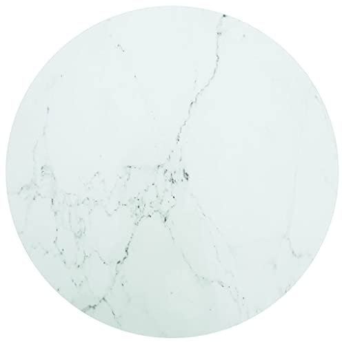 vidaXL Tablero de Mesa Vidrio Templado Diseño Mármol Muebles Mobiliario Repuesto Superficie Comrdor Jardín Patio Terraza Blanco Ø70x0,8 cm