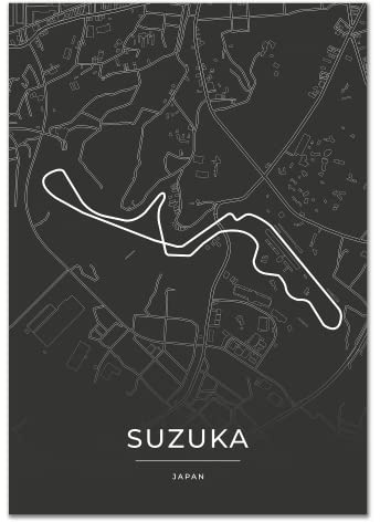 Vacentures Suzuka Rennstrecken Poster - Geschenk für Motorsport-Fans (21x30 CM (DIN A4))