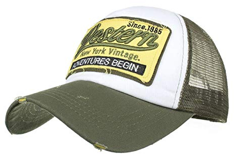 HUA YANG Trucker Caps Herren Baseball Cap Basecap Meshcap Baseballcap mit Baumwolle Frühjahr/Sommer Verstellbar Sport Kappe (Armee grün), HY-058, 56-60