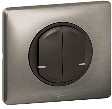 Legrand Interrupteur Double sans Fil On/Off pour Éclairage et Prises Connectés Céliane with Netatmo Complet (Fixation Adhésive, Support, Enjoliveur, Plaque) - Finition Blanc - 199169