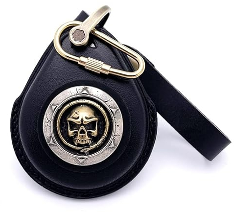 Smart Key Echtleder Hülle Fob Cover Passend for Indian 883 X48 1200 Street Glide Schlüsselanhänger Modifikationen aus reinem Messing(B with Ring)