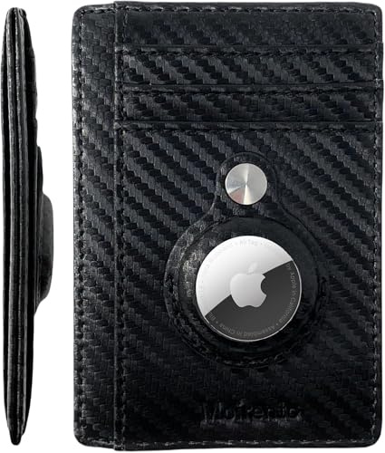 Airtag Portafoglio nero [fibra di carbonio] piccolo sottile Air Tag portafoglio minimalista porta carte di credito, S, Minimalista
