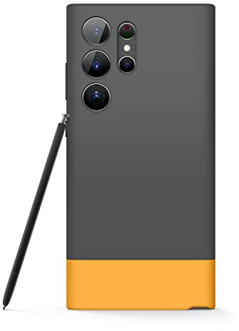 elago Cover Glide Compatibile con Samsung Galaxy S23 Ultra Custodia, Ritagli Precisi Fotocamera, Copertura Antiurto, Tecnologie Ibride PC+TPU, Design Copertura Completa (Grigio Scuro+Giallo)
