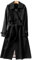 Spring Women's Trench Coat Street Casual Long Loose Double Breasted Trench Jacket Black M