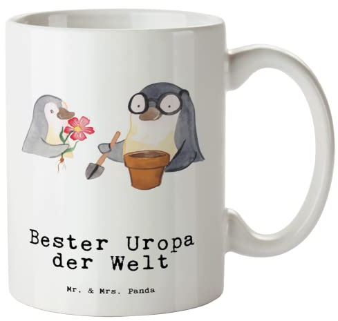 Mr. & Mrs. Panda Jumbo Tasse Pinguin Bester Uropa der Welt - Geschenk, Pott, Mitbringsel, Teebecher, Großeltern, Opa, Große Teetasse, Kaffeepott, Geburtstag, Keramiktasse, Geschenkidee