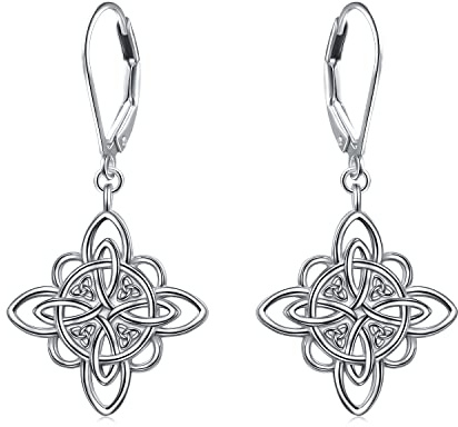 DAOCHONG 925 sterlingsilver iriskt triquetra Trinity Keltisk knut örhängen smycke present för kvinnor, Sterlingsilver, Ingen ädelsten