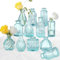 Jarrón azul, juego de 12 jarrones de cristal azul, pequeño jarrón de flores vintage para decoración, jarrones de vidrio acanalado a granel, decoración de boda, despedida de soltera, fiesta, centros de