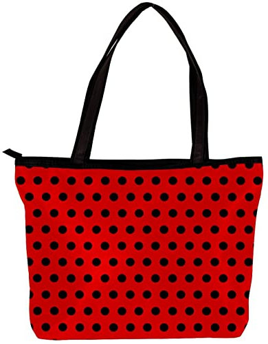 Tragetasche für Damen, Umhängetasche, Handtasche, stilvolle Tragetasche, Handtasche für Damen, gepunktet, Rot / Weiß, Mehrfarbig