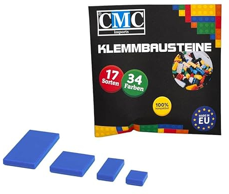 CMC imports 120 Klemmbausteine Fliesen Tiles 34 vers. Farben zur Auswahl Bausteine 1x1 1x2 2x2 2x4 Kacheln Noppen Kompatibel (663 - Blau)