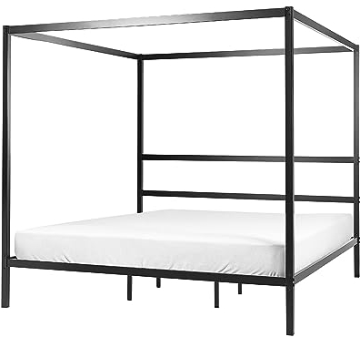 Himmelbett Metall schwarz 180 x 200 cm mit Vier Pfosten Lestards