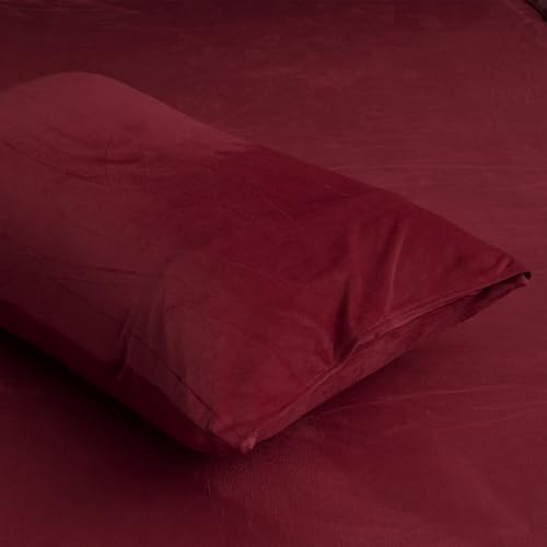 DXHOME Kissenbezug Doppelpack 40 x 80cm Rot Weinrot Samt Kissenhüllen Dekorative Fleece Winter Kissenbezüge Kopfkissenbezug 2er Set Weich und Atmungsaktiv im Umschlagstil