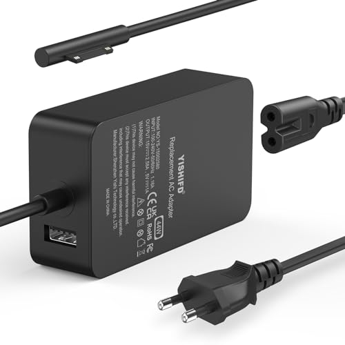 Surface ladekabel 44W 15V 2.58A Surface Pro Ladegerät Netzteil Adapter für Microsoft Surface Pro 7/6/5/4/3 Surface Laptop 1/2/3,Surface Book/Surface Go,mit 5V 1A USB-Port