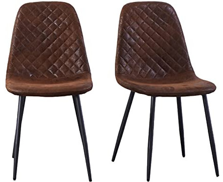 JYMTOM Esszimmerstühle Wohnzimmerstuhl Sessel mit Rückenlehne Sessel Stuhl Scandinavian Vintage Künstlich aus Kunstleder mit Stahlbeinen in Schwarz (2, braun)