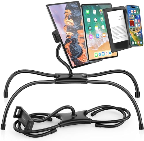 AboveTEK Soporte de iPad para Cama: Soporte de Cama Ajustable para Tabletas, Soporte Kindle Manos Libres de 360° para Leer en la Cama, Compatible con Tabletas/Teléfonos de 4,7 a 15,6