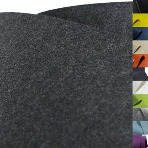 TOLKO 1m Bastelfilz Stabiler Filzstoff Meterware | 3 mm dick | Filzmatte Untersetzer Dekofilz Taschenfilz zum Nähen Basteln | 100 cm breit | Nadelfilz Filz Meterware (Anthrazit meliert)