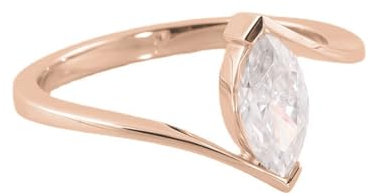 Wycian Verlobungsring Natur, Trauringe Rose Gold 14K Größe 56 (17.8) Moissanit Marquiseschliff Weiß Personalisiert Für Hochzeit