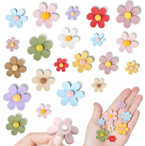 Nafafosa Dekorative Magnete 30 Stücke 3D-Blumen Magnete Kühlschrank Bunt Magnete Lustig Kühlschrankmagneten für Pinnwand Tafel Whiteboard Magneten Kühlschrank Set für Zuhause Büro Schrank Dekor