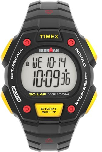 Timex Ironman Classic 30 Herren-Armbanduhr, 41 mm, schwarzes Harzarmband, digitales Zifferblatt, schwarzes Gehäuse TW5M58900