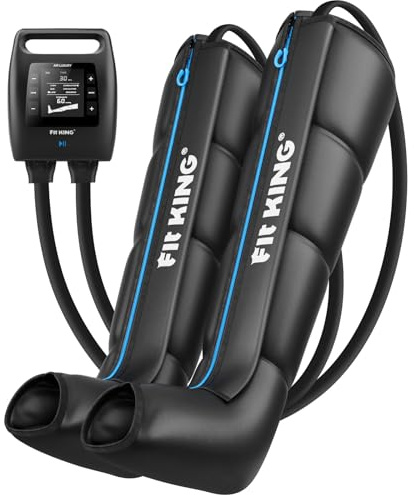FIT KING Appareil de massage des jambes sans fil pour la douleur et la circulation sanguine Appareil de massage lymphatique Massage de compression Améliore le sport (grand)