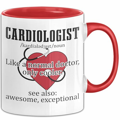 Kardiologe Geschenk Tasse Cardiologist Definition Ekg Herz Kardiologie Kaffee-Becher (Rot)