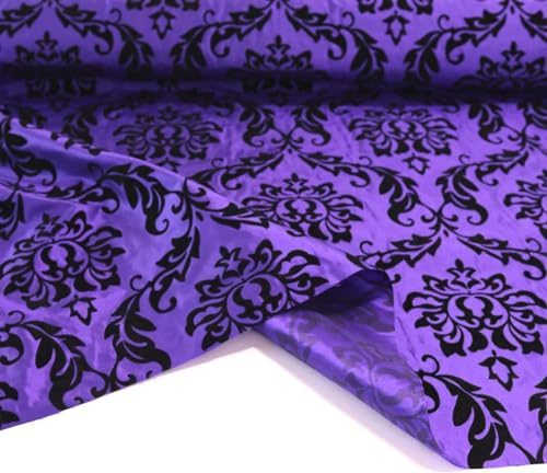 TOLKO Taft Stoff Meterware | Kleid Kostüm Gardine Vorhang | edel Changierend glänzend farbintensiv | Taft Stoffe zum Nähen Dekorieren für Deko Schals Tischdecken Store Husse Dekostoff (Lila Schwarz)