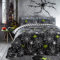 Bedlam - Halloween Spinnen Bettwäsche - Einzelbett (140 x 200cm) - Wende-Design (2 Motive) - Schwarz Karo - Leuchtet im Dunkeln - Spinnweben Bettwäsche in Grau - Perfekt für Halloween Dekoration