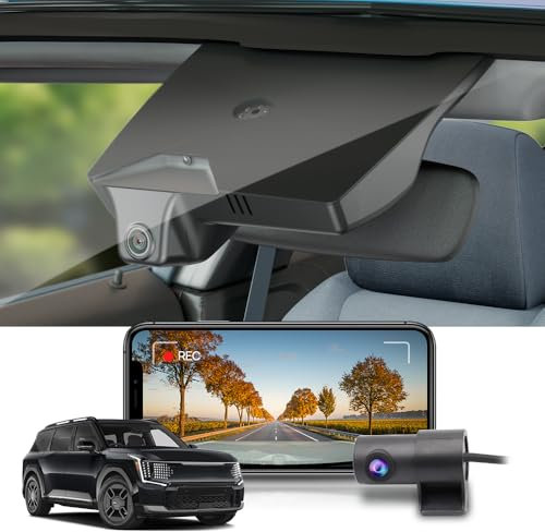 Fitcamx Dashcam Auto Vorne Hinten 2160P+1080P Kompatibel mit Kia EV9 2023-2026 (Part No#DO000/DO500), OEM Dashcam 4K UHD Video WiFi, G-Sensor, Loop-Aufnahm, WDR Dasch-cam Auto, mit 128GB Karte