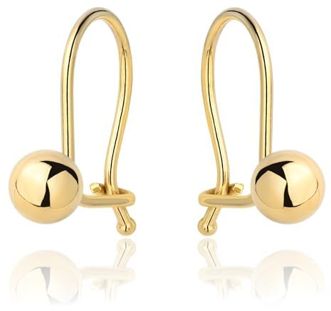 Rodium - Ohrringe Gold Kugel, Goldene Ohrringe Damen 14 Karat (585 Feingehalt), Damen Goldene Ohrstecker, Gold Schmuck, Gold Ohrringe