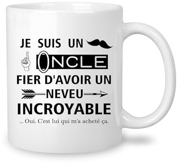 Yufansd Drôle Tasse à Café Cadeau de Oncle de Neveu Cool Cadeau d'anniversaire pour les Oncle Hommes Tonton Fête des Mères Noël Nouveauté Mug Céramique 350 ml (Oncle de neveu)