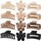 Große Haarklemmen 12 Stück Blumen-Haarklemmen für dickes Haar große Haarklemmen niedliche Haarklemmen 3 Stile Haarklemmen für dünnes Haar Frauen (Schwarz, Kaffee, Khaki, Beige)