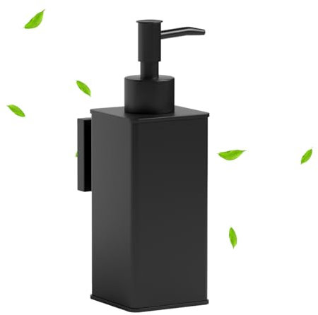BVL Seifenspender Schwarz Wandmontage, 240ml Seifenspender Eckig, Wasserfester Metall Seifenspender