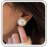 Sttiafay Boho Große Perlenohrringe Runde Perlen Ohrstecker Weiße Perle Große Ohrringe Hochzeit Perle Braut Ohrringe Minimalistische Halbe Perle Ohrringe Schmuck Für Frauen