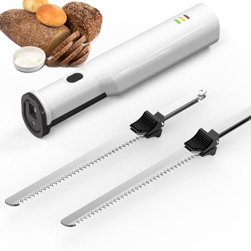 Couteau de Sculpture de Viande électrique, Couteau électrique Rechargeable sans Fil avec 4 Lames en Acier Inoxydable pour sculpter Le Pain, Les viandes, la Dinde