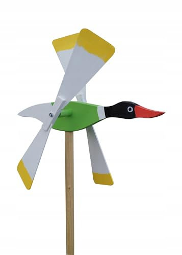 PEEWIT Décoration de jardin de canard vert de peur de moulin à vent en bois pour le jardin