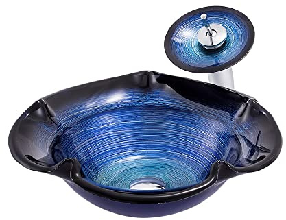 PLMNBQWE Lavabo da bagno in vetro temperato lavabo da appoggio per bagno moderno lavabo da balcone lavabo in vetro sintetico lavabo con lavabo B