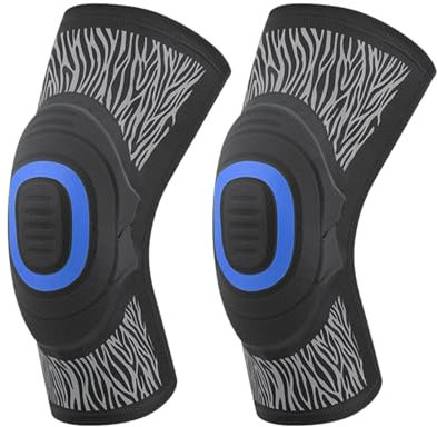 Hotfiary Knee Pads for Men Women, 10mm EVA Padded Compression Sleeve for Wrestling Basketball Football Volleyball, Protective Knee Brace for Running, Walking, Weight Lifting & Skiing (1 Pair)