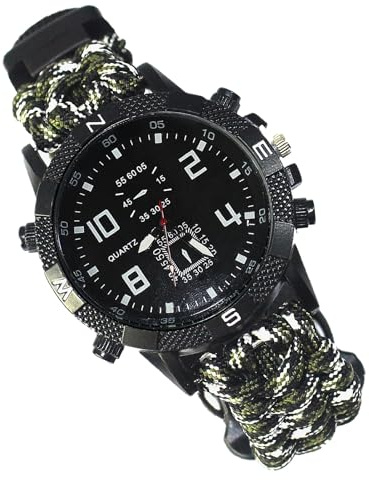 CZMYCBG Orologio da Alpinismo con Bussola, Orologio da Sopravvivenza di Emergenza per Esterni, Orologio Multifunzione con Torcia Elettrica e Luce Viola, Orologio da Alpinismo con Bussola(GW-CP)