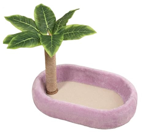 FytStycale Kratzbaum mit Ovalem Katzenbett Und Großem Kratzbrett Als Liegeplatz Zur Krallenpflege Aus Sisal Seil für Wohnungskatzen Und Kätzchen, Lila