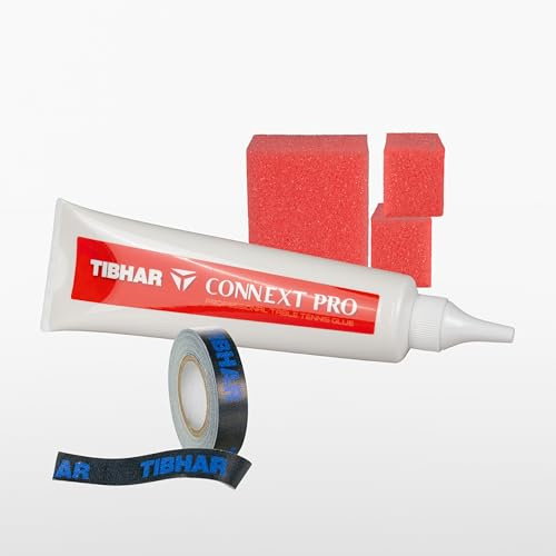 TIBHAR Tischtennis Kleber für Beläge & Kantenband | TT-Kleber Set Connext Pro 90ml & Kantenband Classic *Special Edition*, 5m, 12mm, schwarz | ITTF zugelassen
