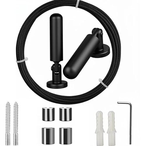 5m Wandhalterung Set,Metall Spannseil,Edelstahl Vorhangdraht,Gardinenseil | Stahlseil Gardinengleiter, Für Vorhang, Wäscheleine, Spanndraht, Foto-Draht, Duschvorhänge