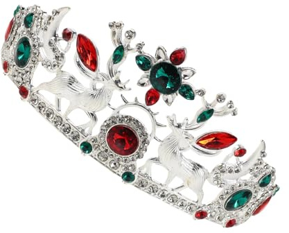 PENIKOKO Couronne de Mariée en Alliage Strass Reine des Neiges Couronne Cerf pour Femme Accessoire Cheveux Léger et Confortable pour Fête Noël Anniversaire Halloween