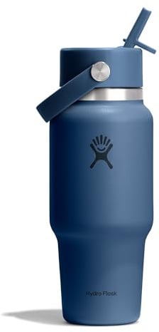 Hydro Flask – Wide Flex Straw Travel Bottle 710ml (24 oz) | Auslaufsicher, isoliert, passend für Getränkehalter – Kalt 24 Std. – Flex Straw Cap – Harbor Blue