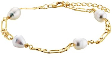 Julie Julsen JJBR34826-3G Damen Armband Sterling-Silber 925 Gold weiß Perlen 19 cm
