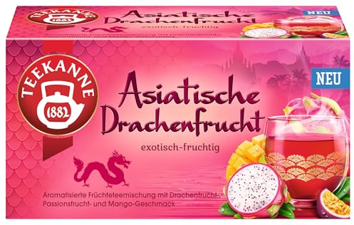 TEEKANNE Asiatische Drachenfrucht – Früchtetee exotisch mit Drachenfrucht, Mango & Passionsfrucht | 1er Pack. Teebeutel | Tropical Tee koffeinfrei