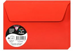 Clairefontaine 55996C - Packung mit 20 Umschläge Pollen selbstklebend, Format C6 (11,4x16,2cm), 120g, Korallenrot, ideal für Ihre Einladungen und Korrespondenz, 1 Pack