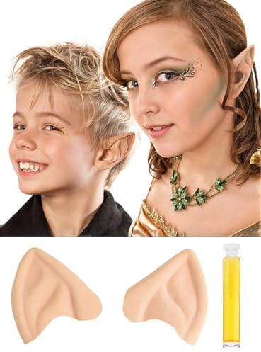 Maskworld Kleine Pixie Elfenohren aus Latex für kleine Ohren mit Mastix Hautkleber - Latexohren 4,5 cm Fee Elfe hautfarben überschminkbar - für Halloween Karneval Motto-Party & LARP Kostüm-Accessoire