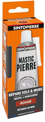 SINTO Répare Sols et Murs Rouge - 100g - Reconstitue, Rebouche et Colle - Tous Types de Pierres - Sèche Rapidement