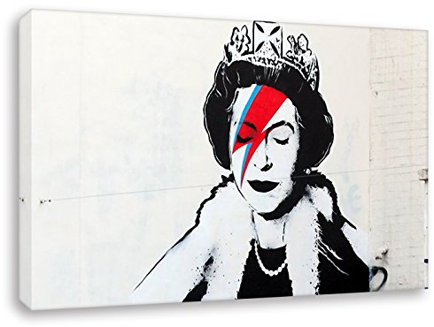 Kunstbruder Banksy Graffiti - Bild Queen X David Bowie/Kunstdruck Wandbild Loftbild Wohnzimmerbild Leinwandbild Dekoration (40x60cm)