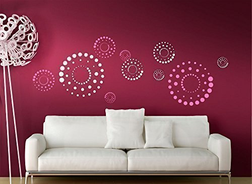 Grandora W5058 Wandtattoo 10 Retro Kreise in 2 Farben rot Kreativset